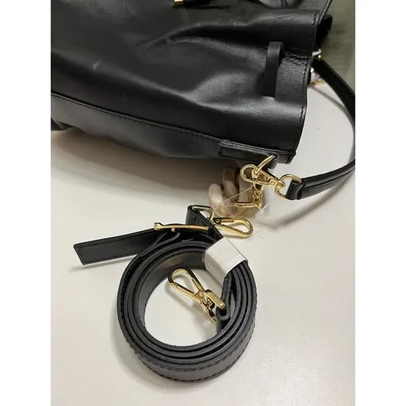 NWT Viola Castellani smooth black leather bucket bag - Picture 6 of 12